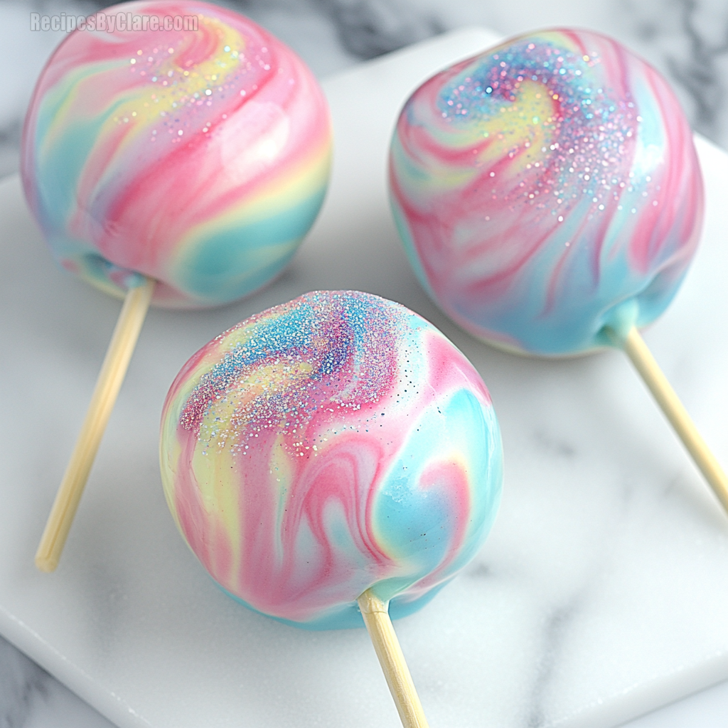 Cotton Candy Swirl Candy Apples