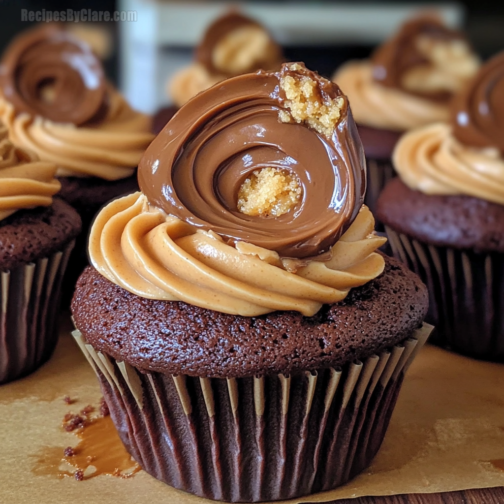 Chocolate Peanut Butter Volcano Cupcakes