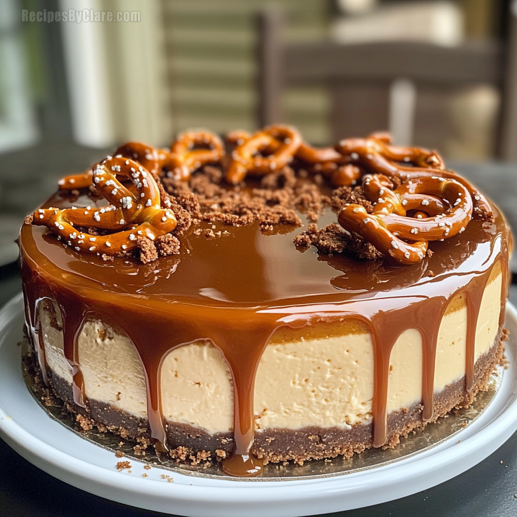 Salted Caramel Pretzel Cheesecake