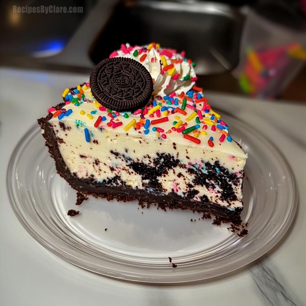 No-Bake Oreo Cheesecake with Sprinkles