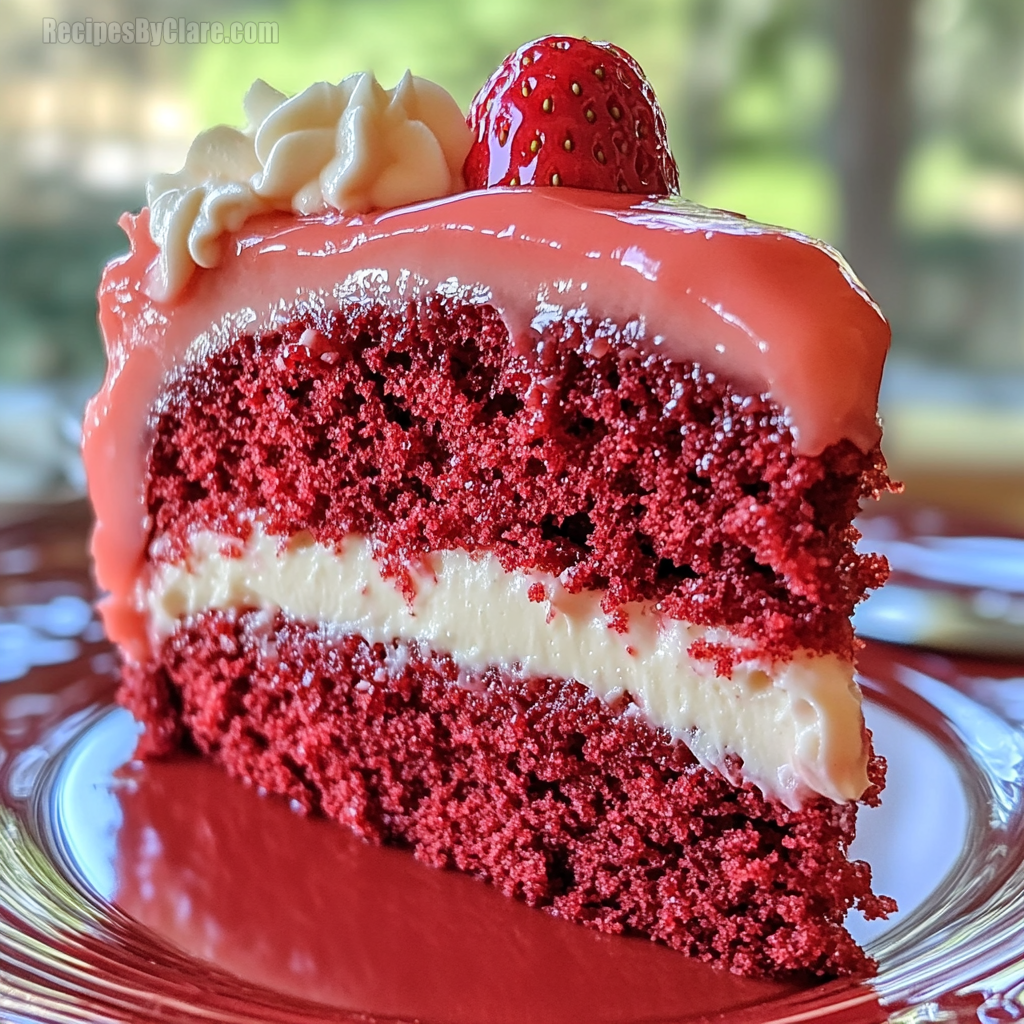 Strawberry Honeybun Red Cake with Strawberry Cream Cheese Icing