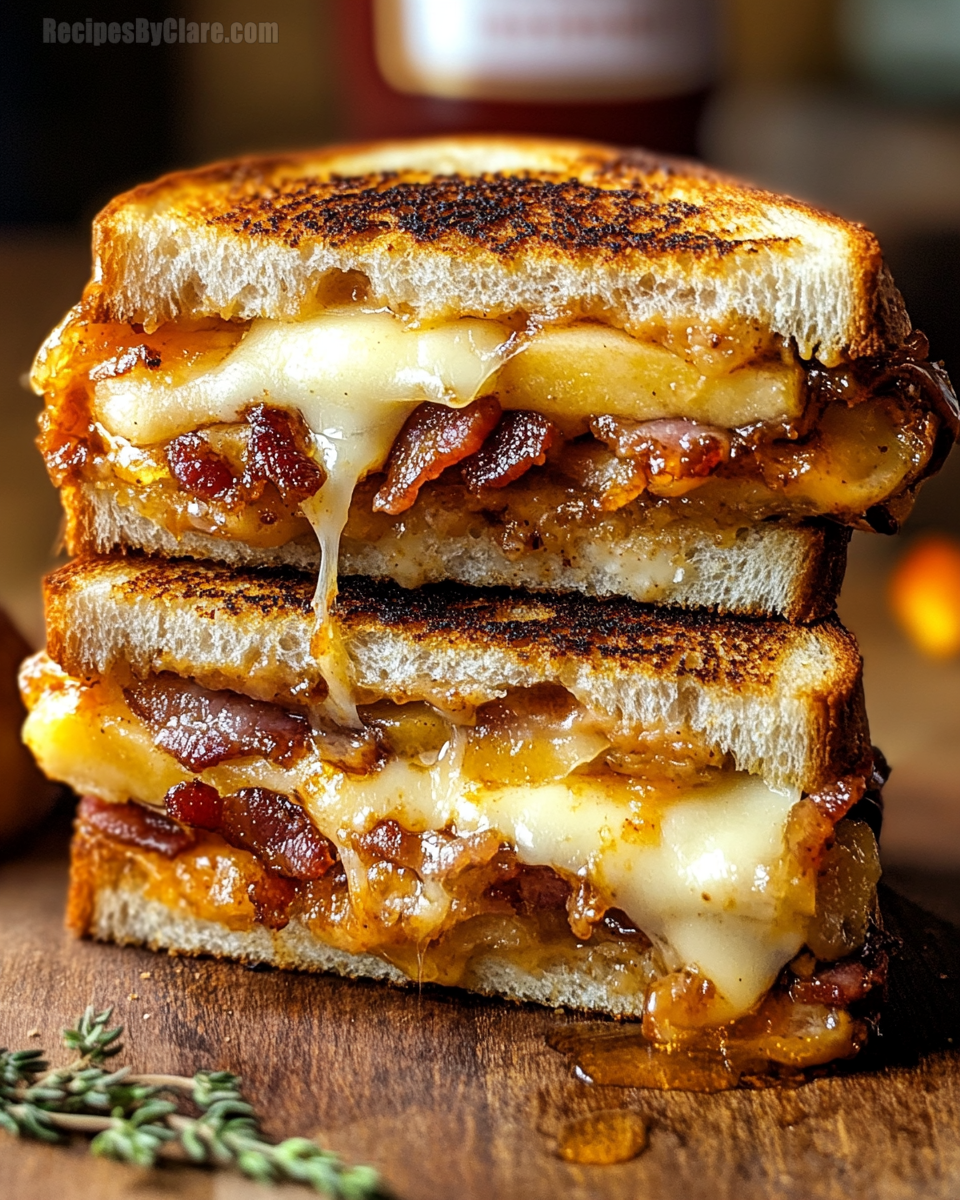 Hot Honey Apple Cheddar Bacon Grilled Cheese