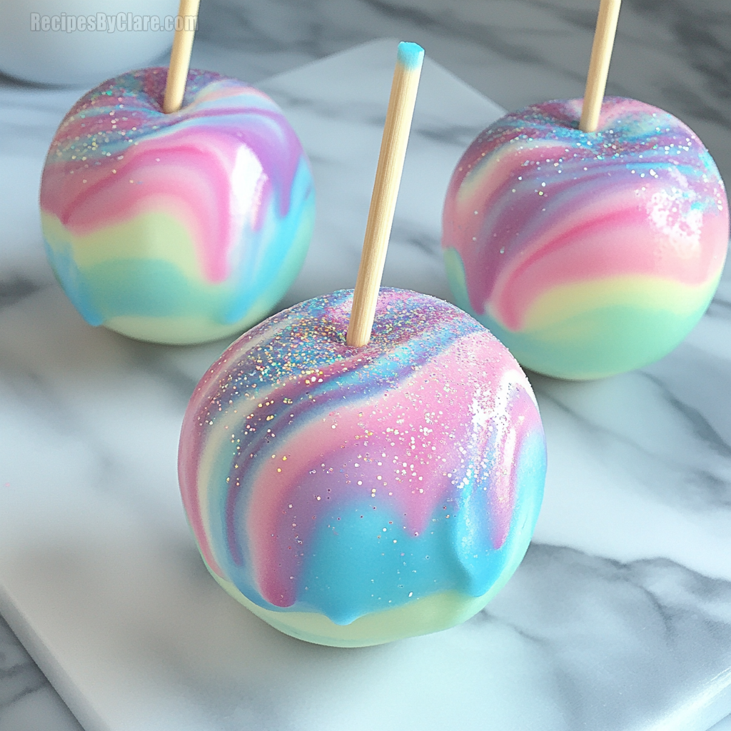 Cotton Candy Swirl Candy Apples