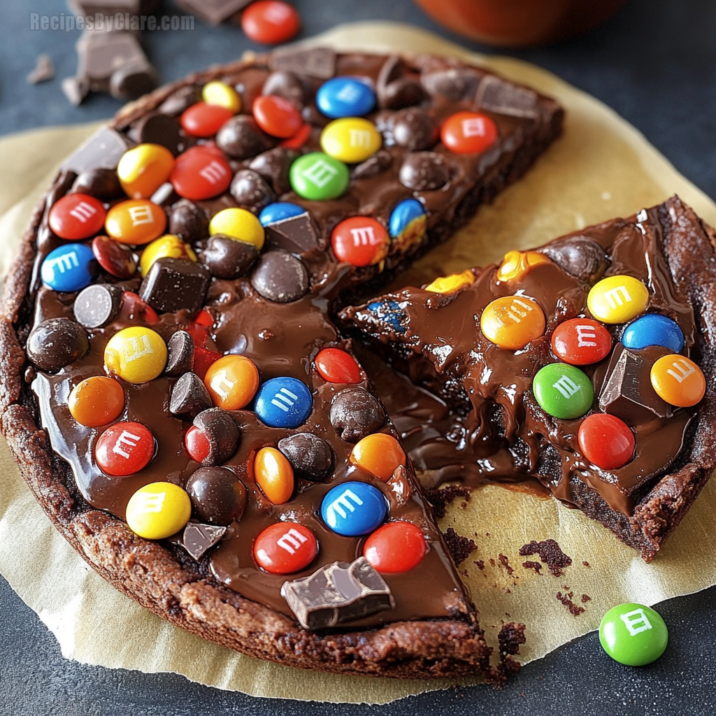 M&M Chocolate Brownie Pizza