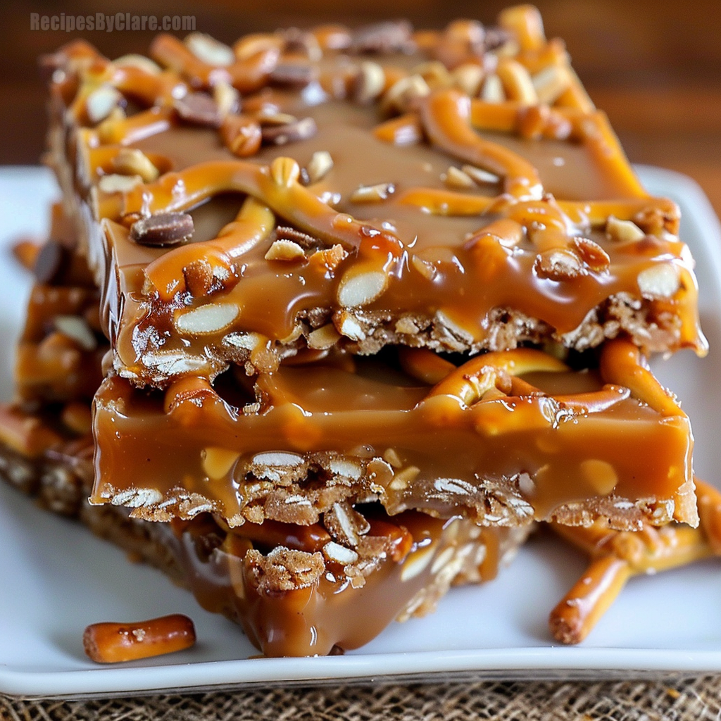 Caramel Pretzel Crack Bars