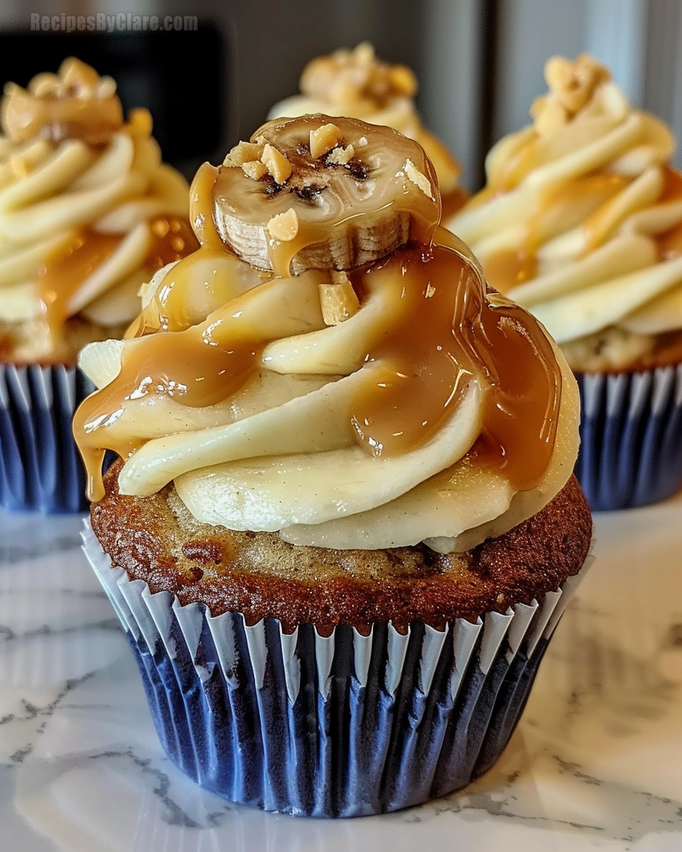 Banana Caramel Peanut Butter Cupcakes