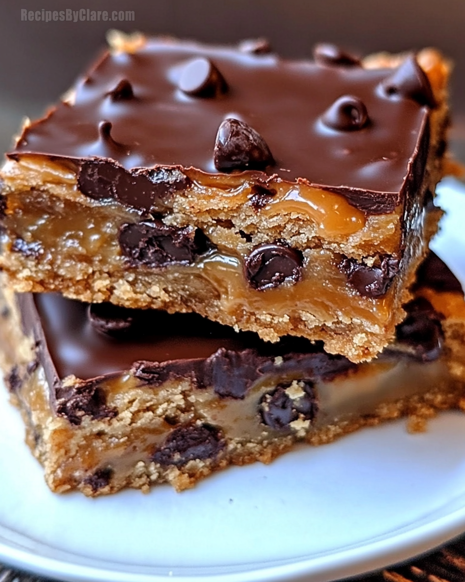 Chocolate Chip Cookie Dough Billionaire Bars