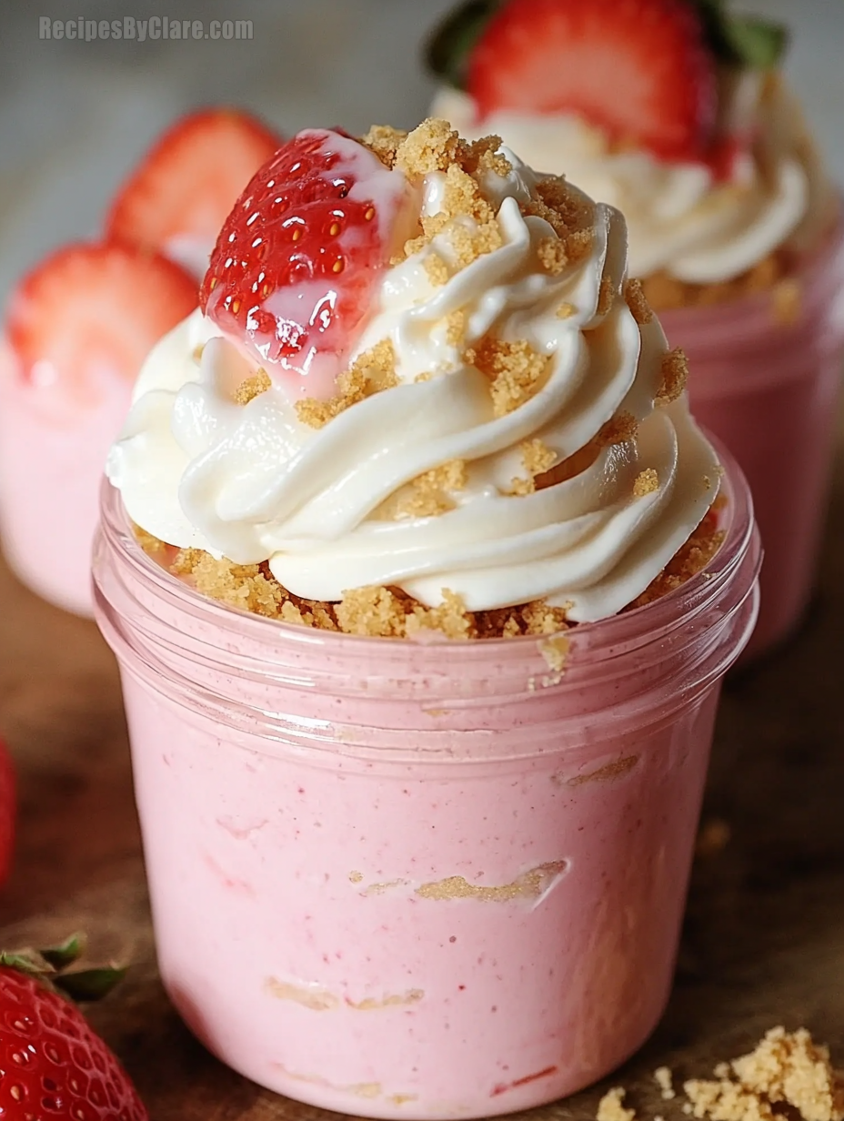 Strawberry Pink Pudding Cheesecake Cups