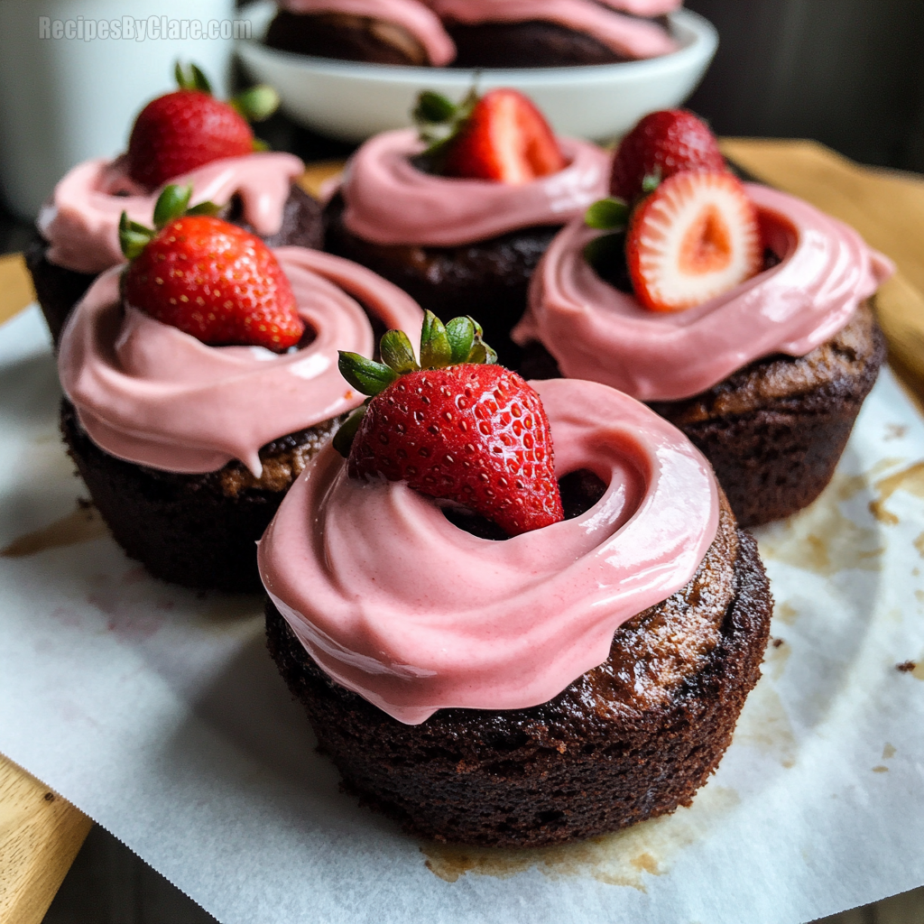 Chocolate Rolls with Strawberry Cream Cheese Frosting