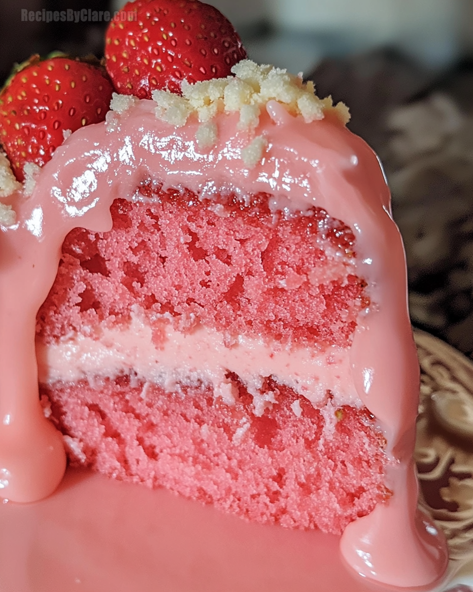 Barbie Pink Strawberry Cake with Strawberry Cream Cheese Icing