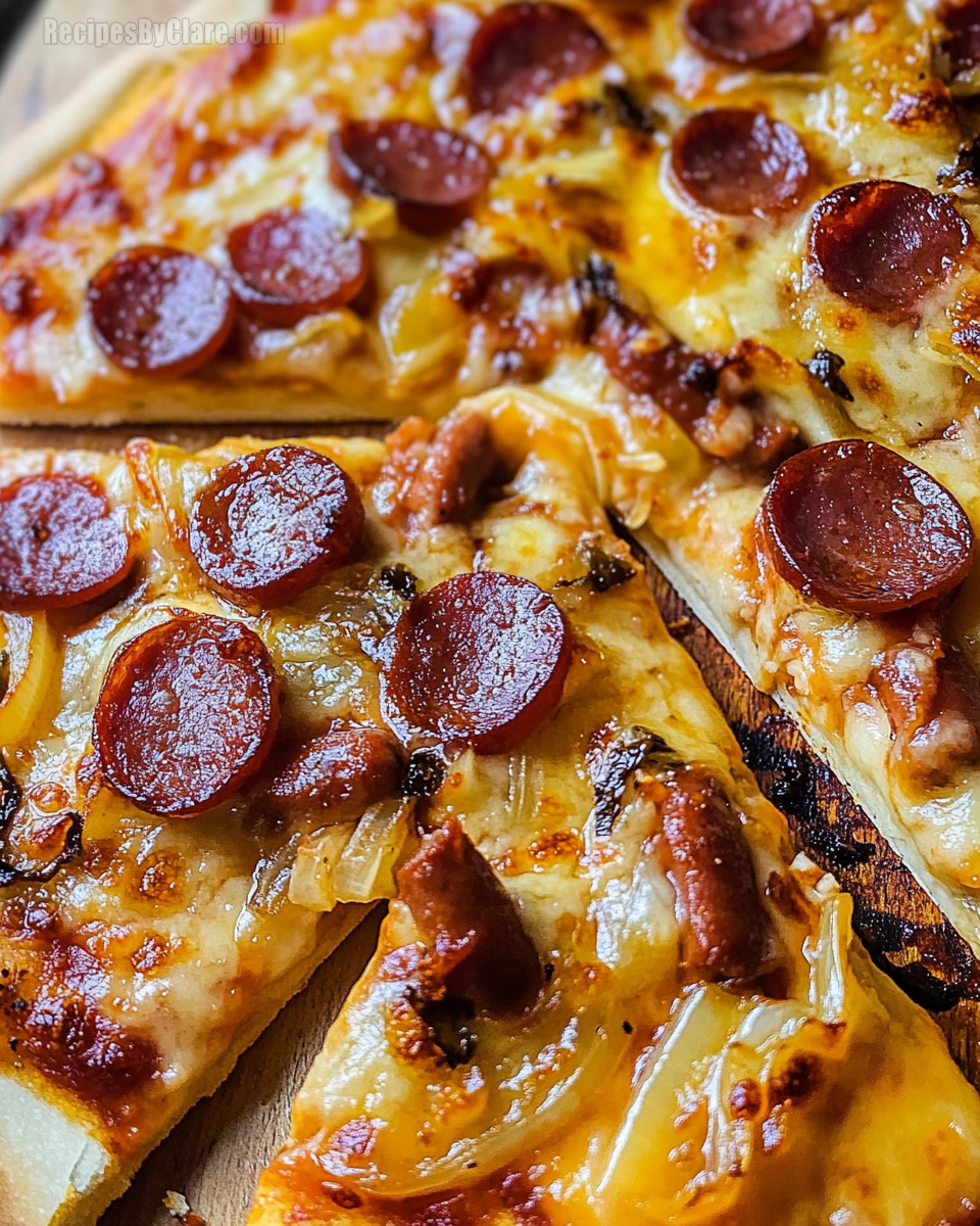 Leftover Hot Dog Pizza