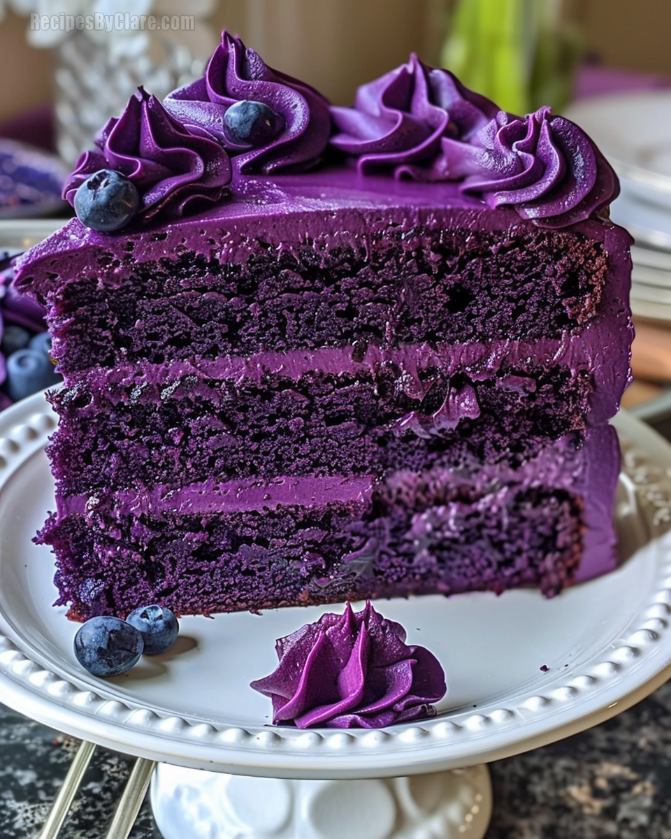 Purple Velvet Cake with White Chocolate Frosting