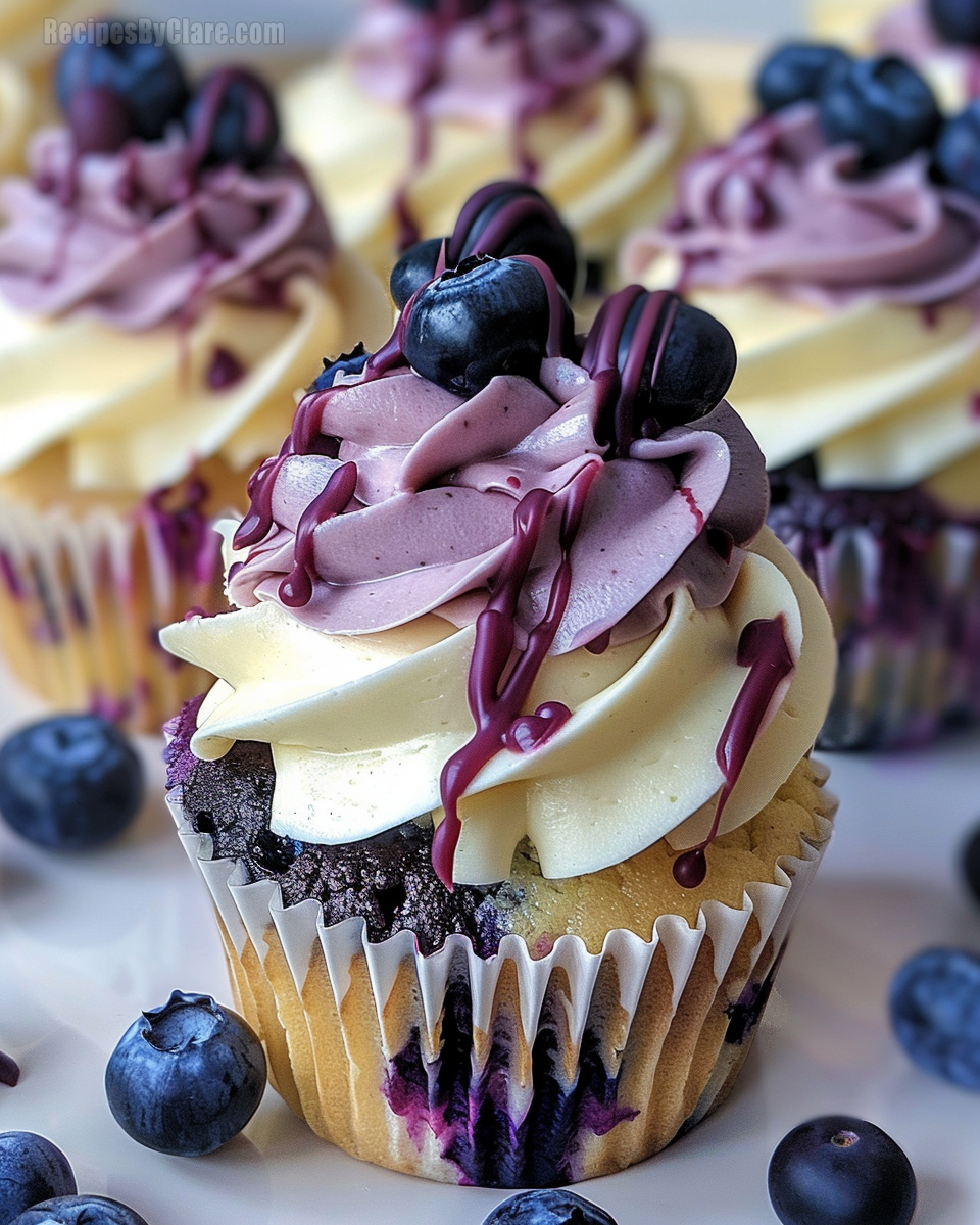 White Chocolate Blueberry Cheesecake Cupcakes