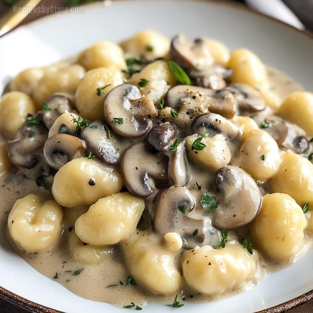 Mushroom Gnocchi with Parmesan Cream Sauce