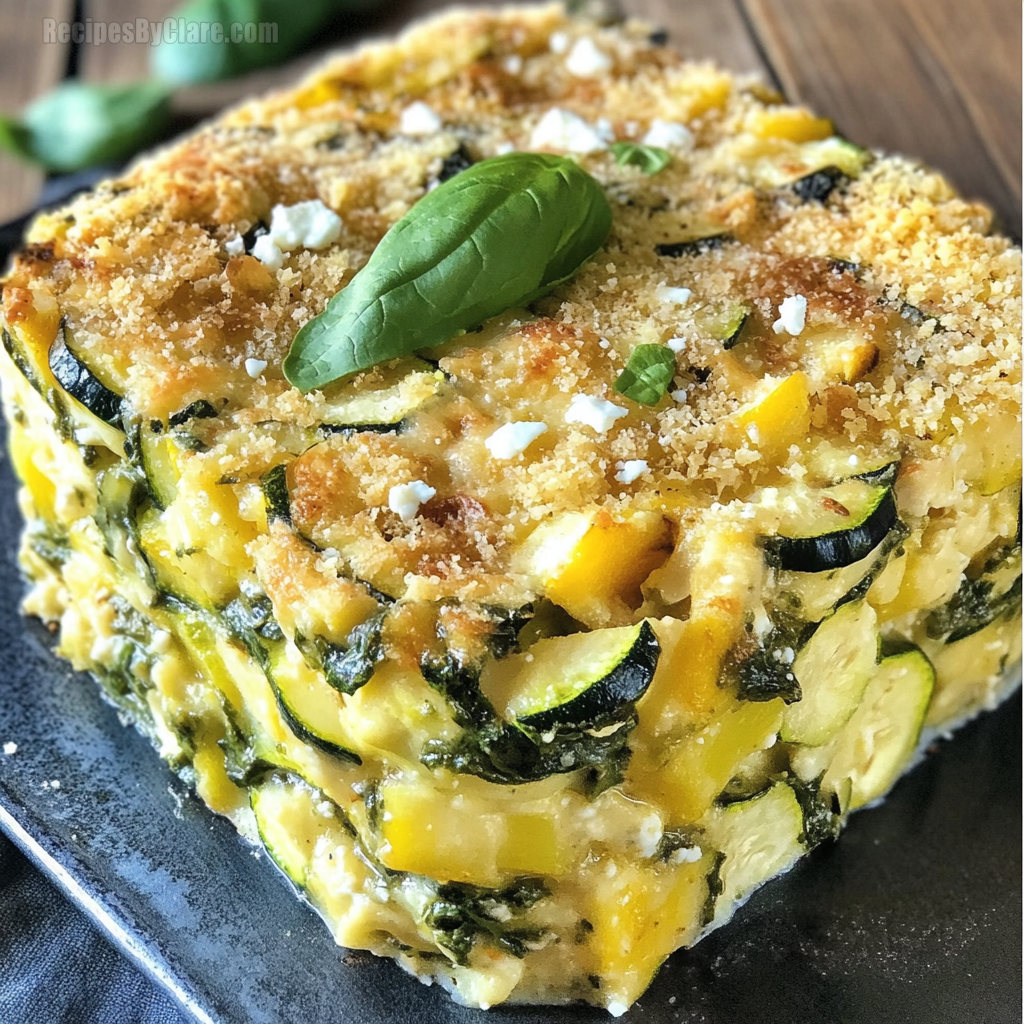 Baked Zucchini, Spinach, & Feta Casserole