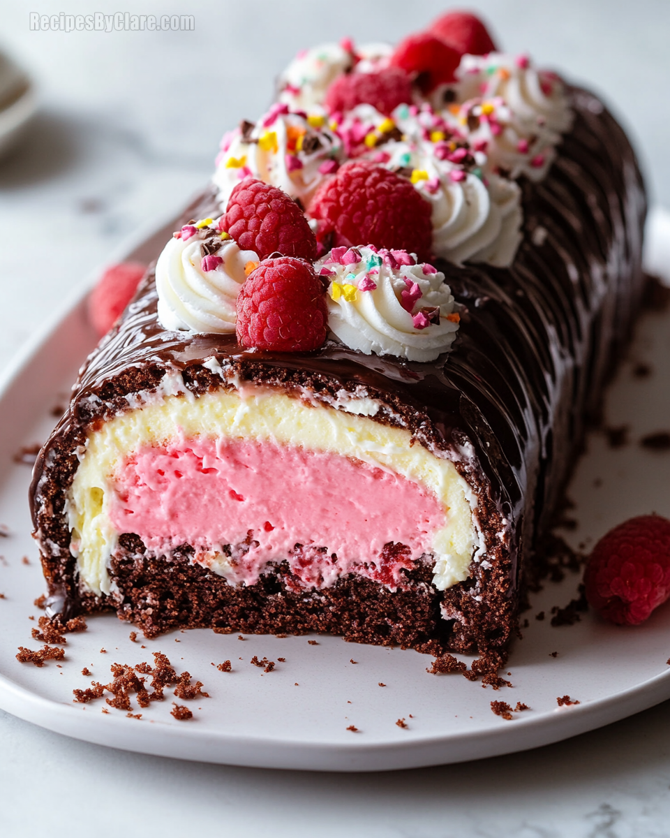 Homemade Neapolitan Millionaire Roll Cake