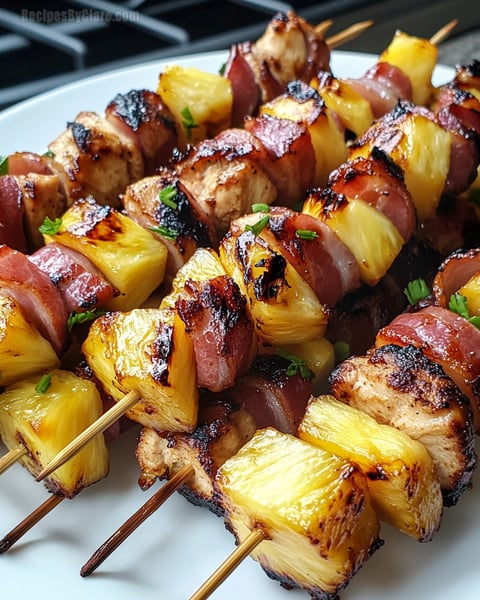 Hawaiian Chicken Bacon Pineapple Kebabs