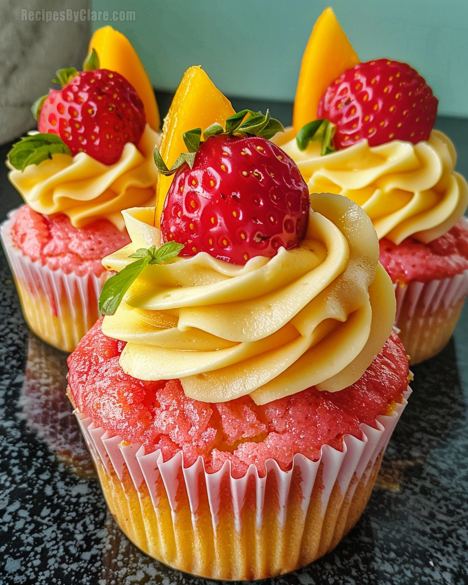 Strawberry Mango Margarita Cupcakes