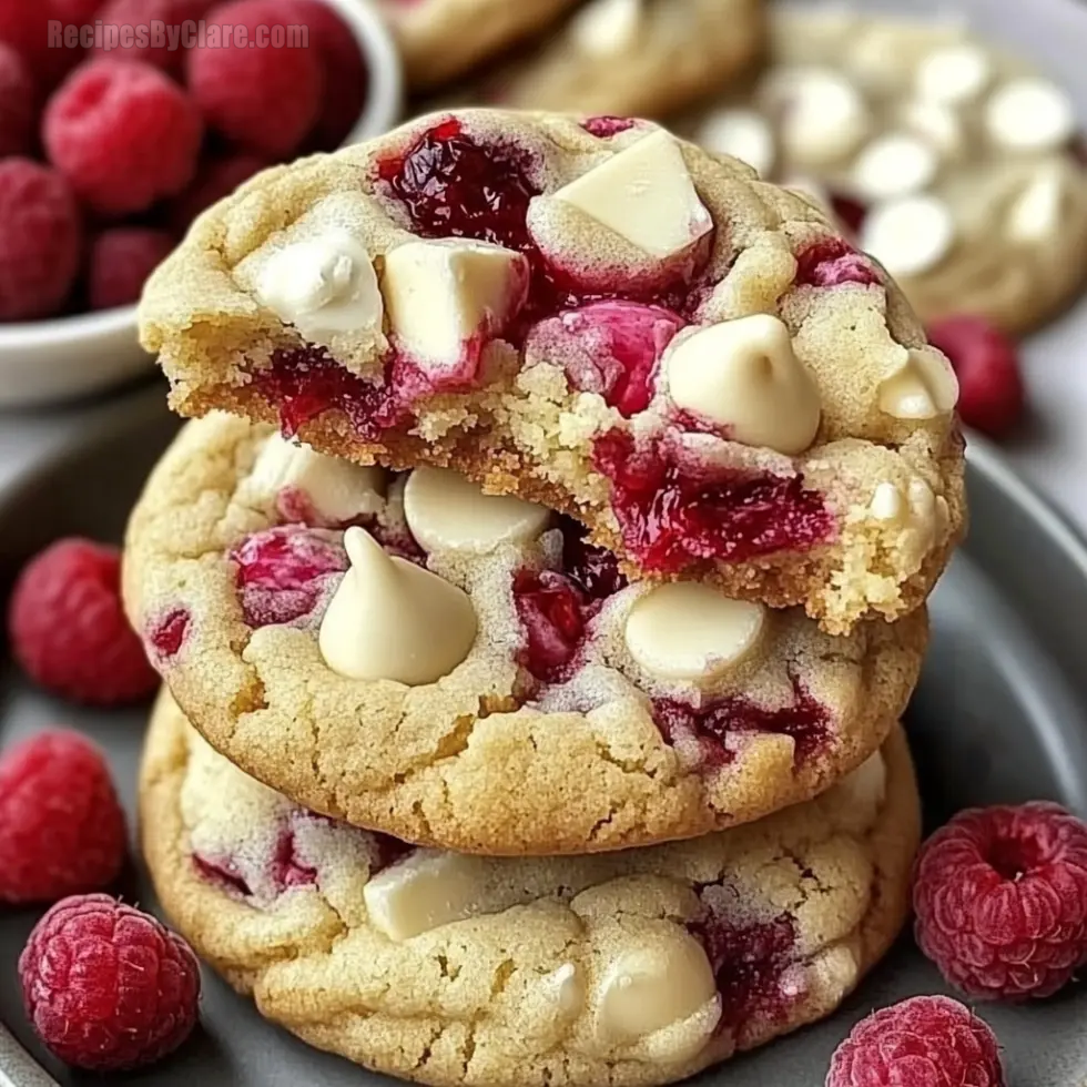 Gooey Raspberry White Chocolate Cookies