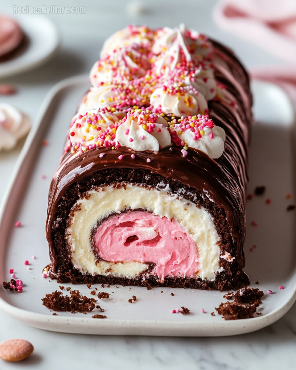 Homemade Neapolitan Millionaire Roll Cake