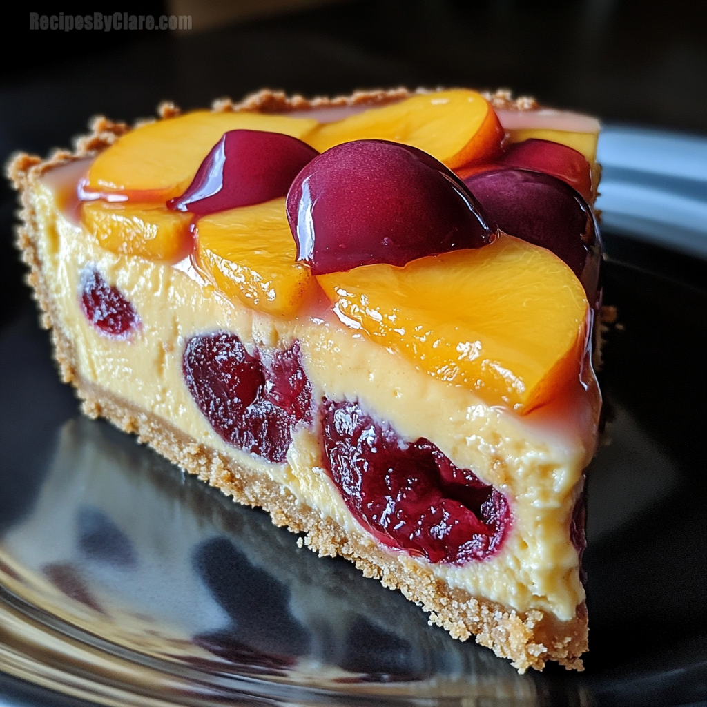 Refreshing Summer Peach Plum Cheesecake