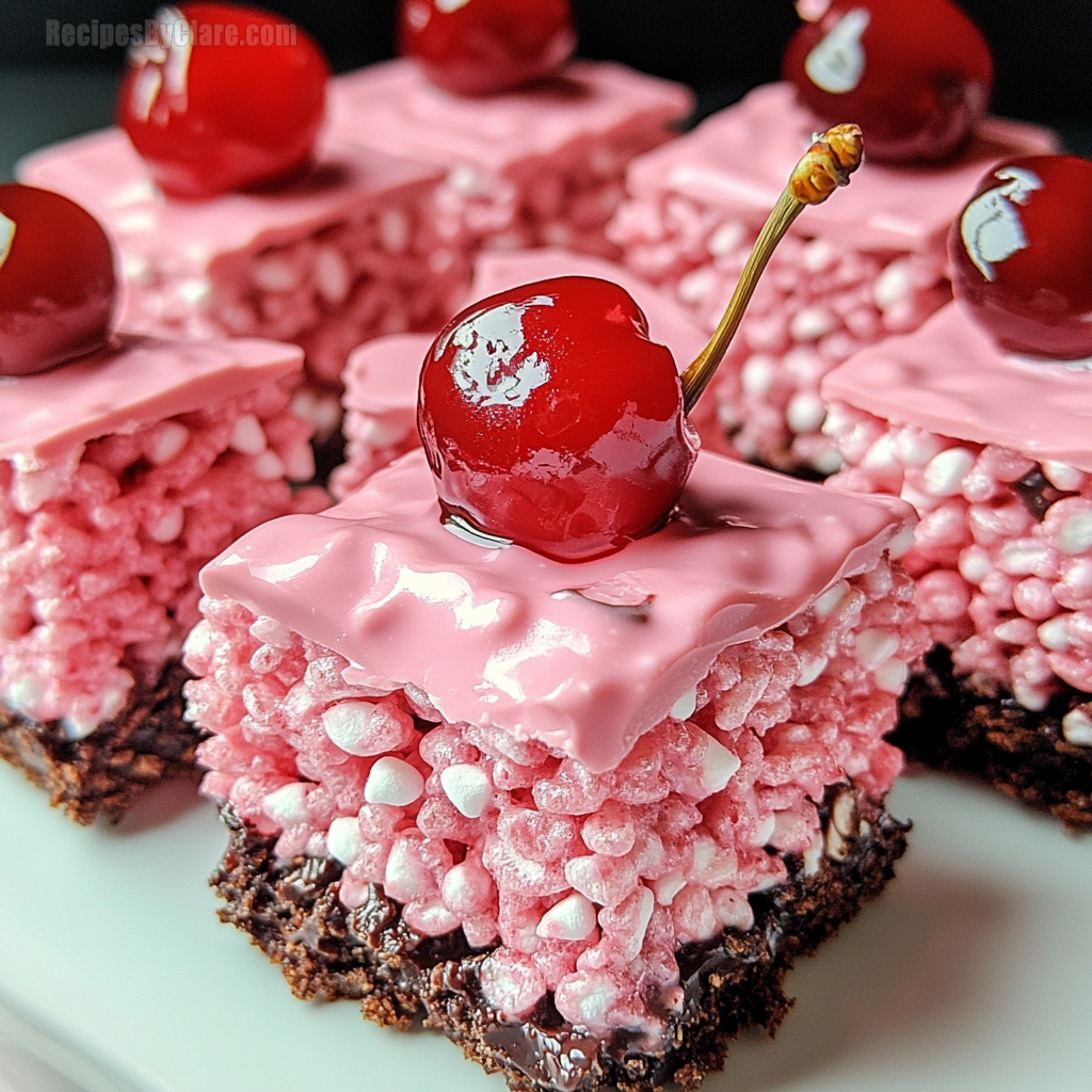 Chocolate Covered Cherry Rice Krispies Treats