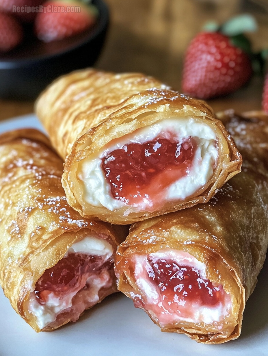 Strawberry Cheesecake Stuffed Eggrolls