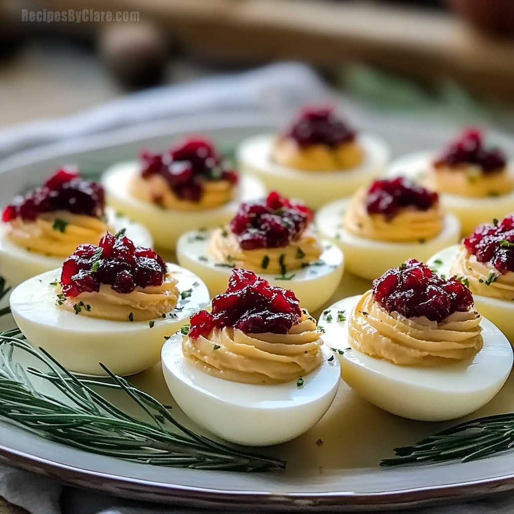 Harvest Cranberry Deviled Eggs