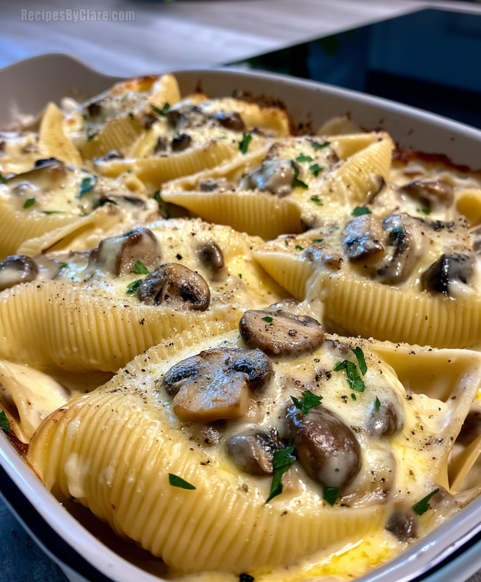 Creamy Garlic Mushroom Stuffed Shells