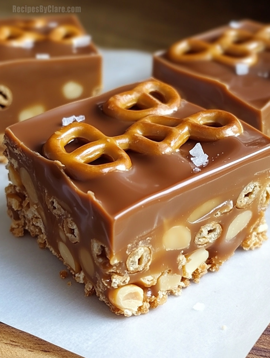 No-Bake Caramel Pretzel Crack Bars