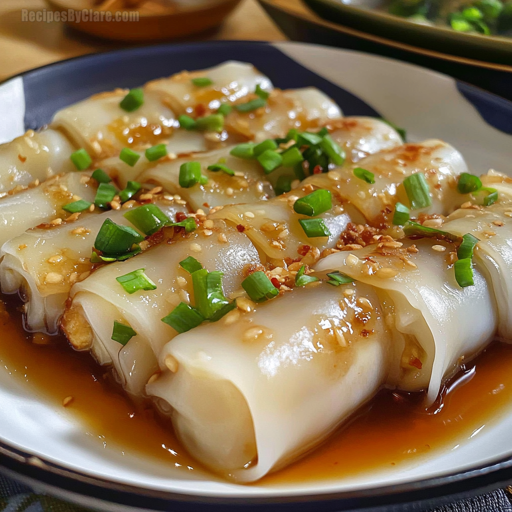 Delicious Cheung Fun (Steamed Rice Noodle Rolls)