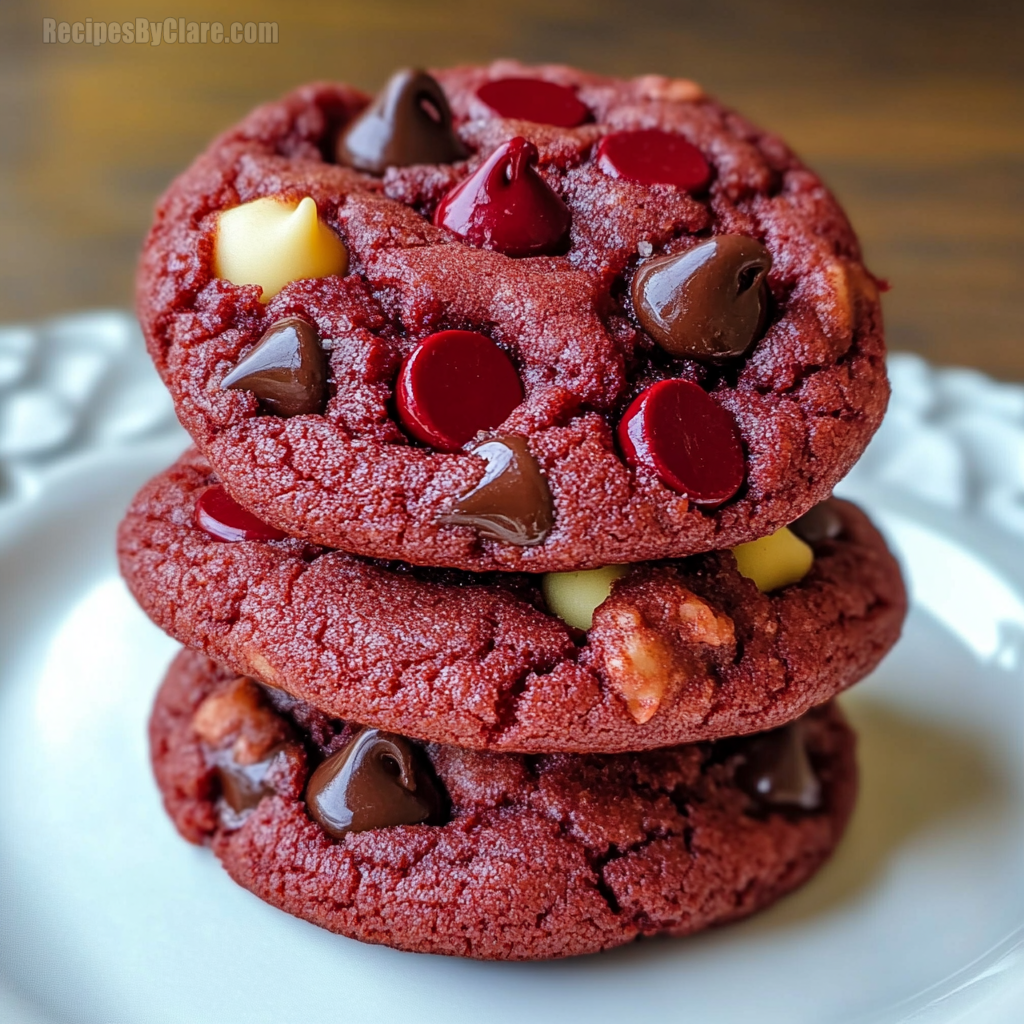 Red Velvet Gooey Butter Chocolate Chip Cookies