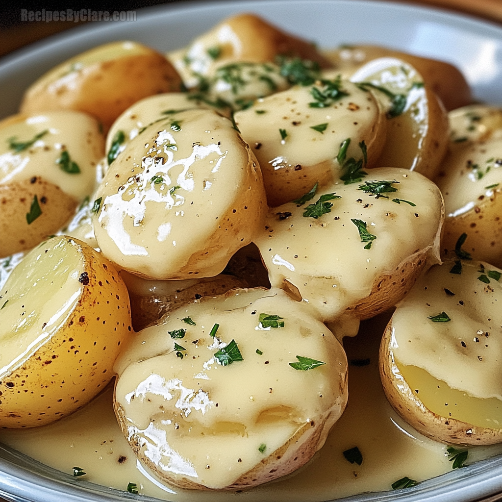 Creamy Garlic Sauce Baby Potatoes