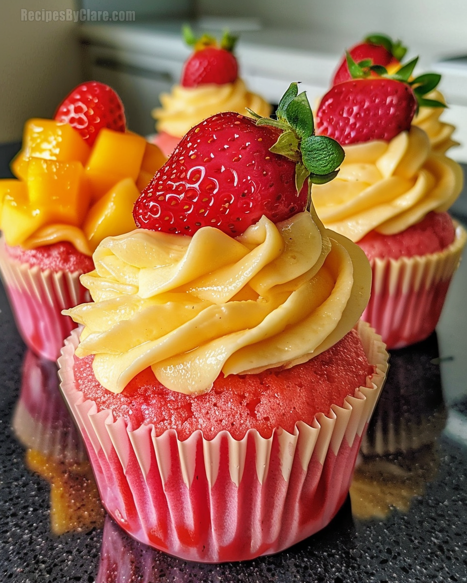 Strawberry Mango Margarita Cupcakes