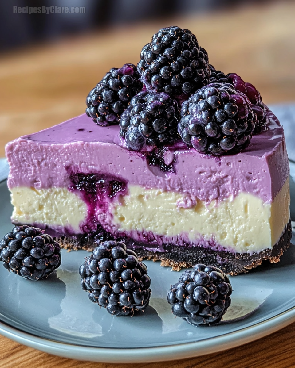 White Chocolate Blackberry Mousse Cheesecake