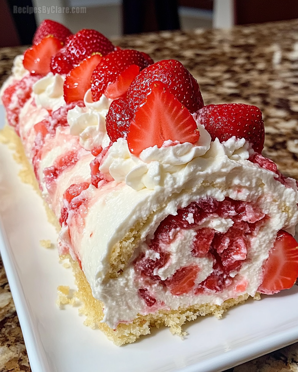 Strawberry Shortcake Cheesecake Dessert Roll