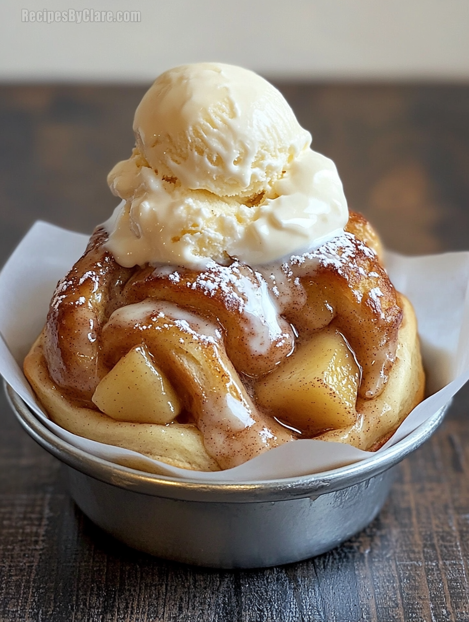 Apple Cinnamon Rolls with Vanilla Ice Cream