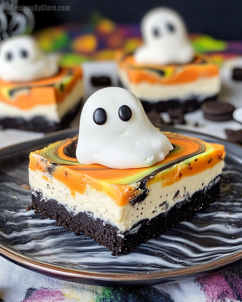 Halloween Swirled Cheesecake Bars