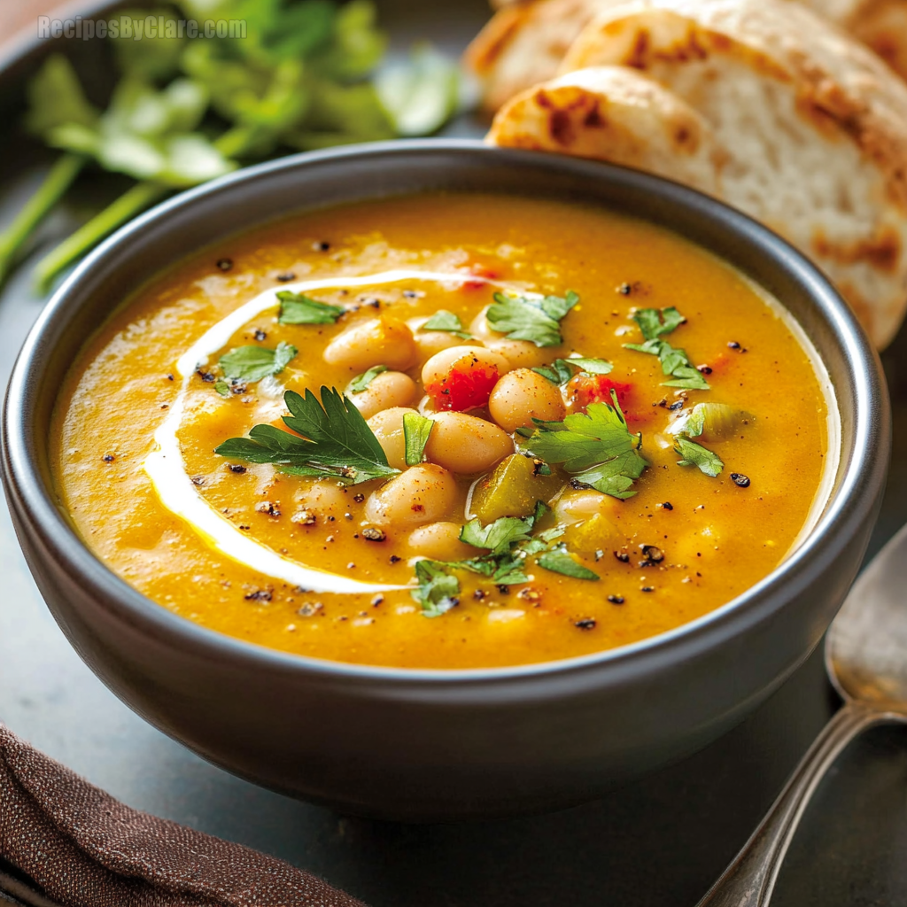 Baked Kabocha Squash & Butter Bean Soup